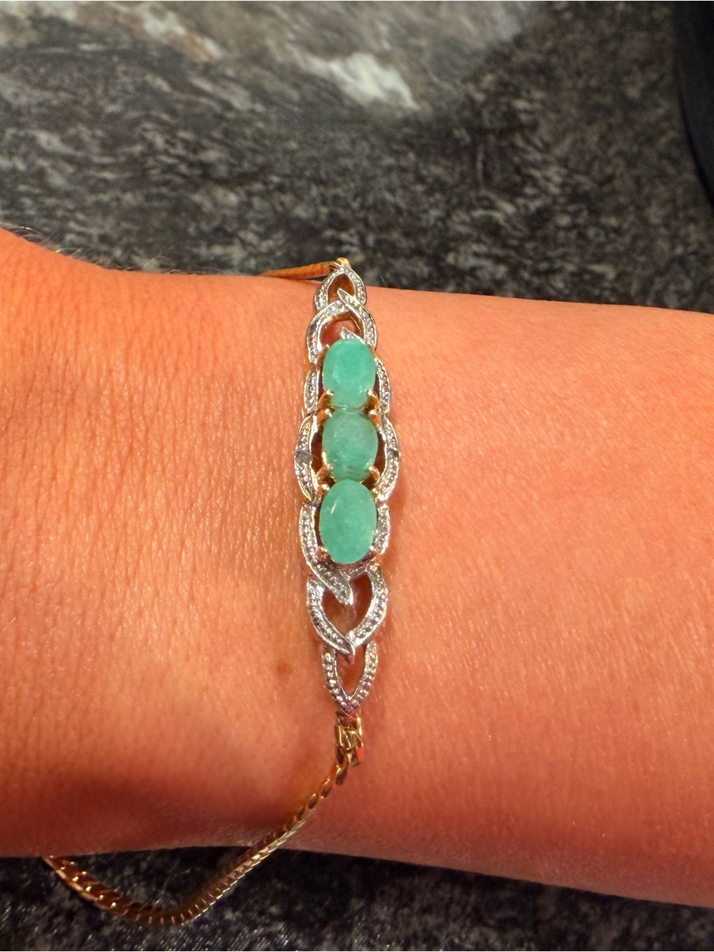 Emerald & Diamond 18K Gold Over Sterling Silver Trinity Bracelet 7.5